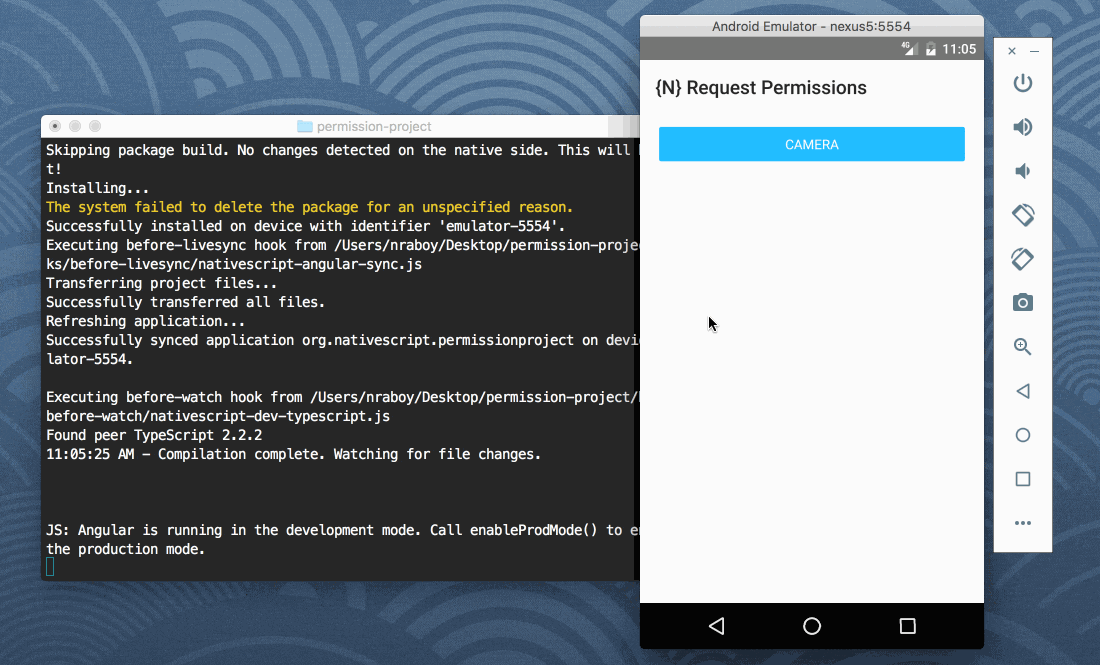 NativeScript Request Android Permissions