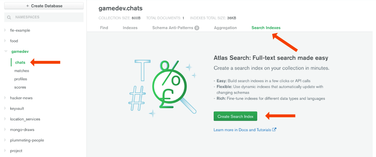 Create Atlas Search Index